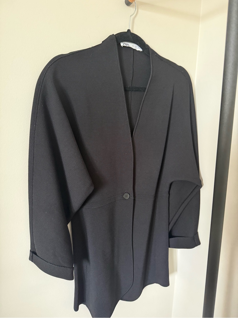 Zara Black Single-Button Open Blazer